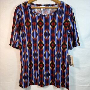 LuLaRoe Women's Size L Gigi Top Geometric Print Short Sleeve‎ Casual Shirt NWT
